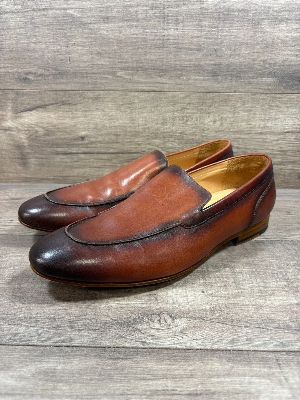 Curatore Venetian Loafers Brown Burnished Leather Mens Size 10